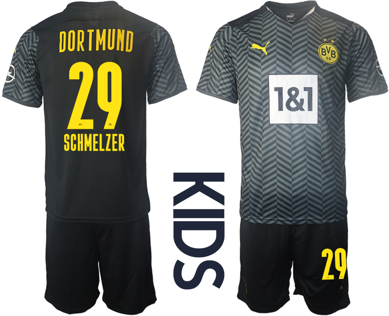 Youth 2021-2022 Club Borussia Dortmund away black #29 Soccer Jersey